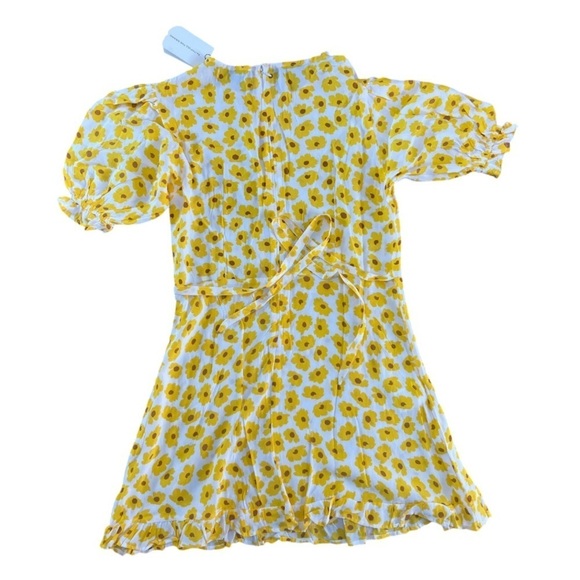 Faithfull the Brand Florence Mini Dress Constance Floral Marigold Print Sz 6 - Picture 5 of 16